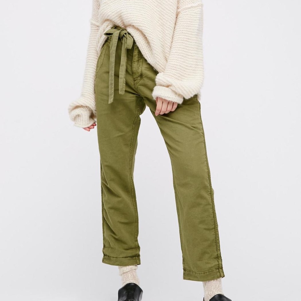 FREE PEOPLE UNIVERSAL UTILITY PANTS IN GREEN SIZE:6